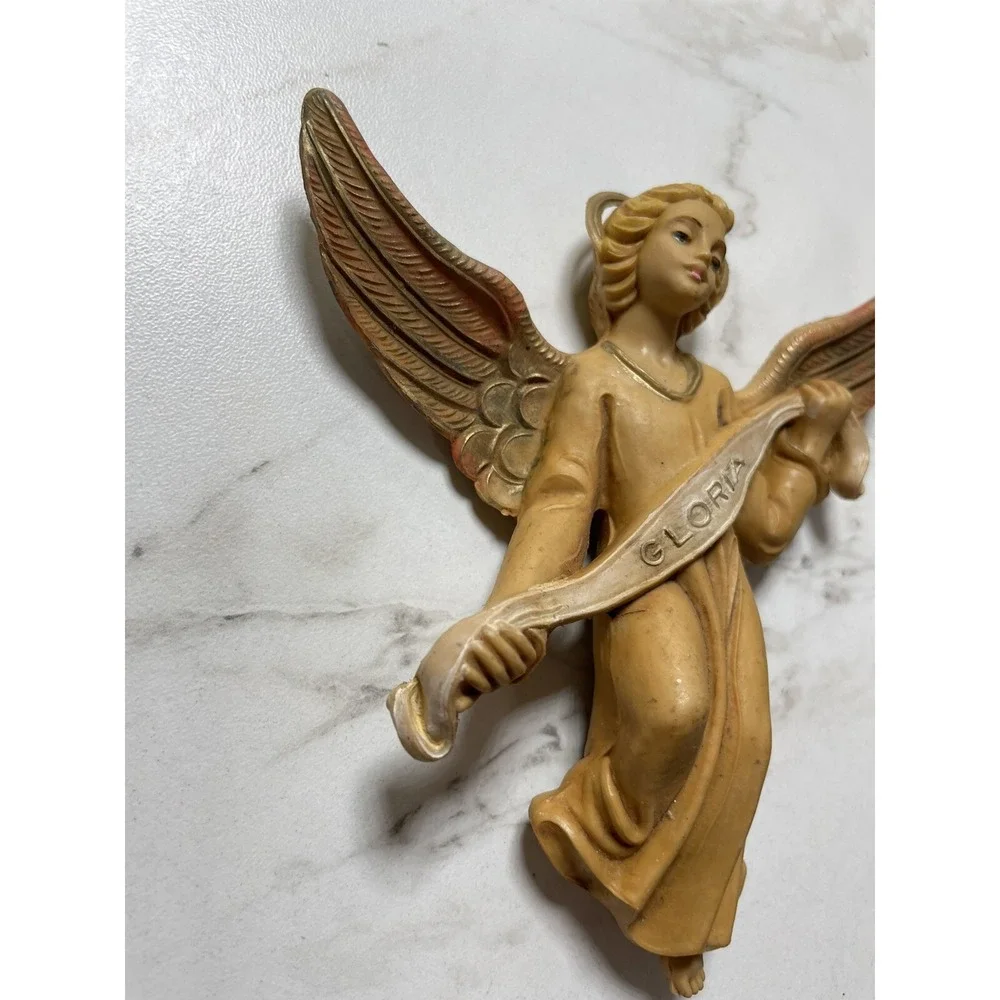 Vintage Poly Resin Angel Gloria Banner for Nativity Figure 5
